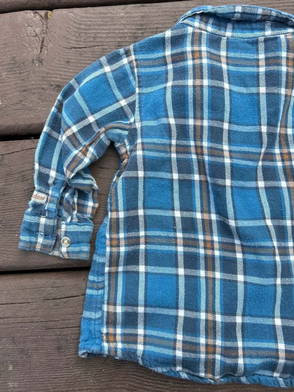 Carhartt Baby Boy's 12M Blue Plaid Cotton Flannel Long Sleeve Shirt - Picture 5 of 6